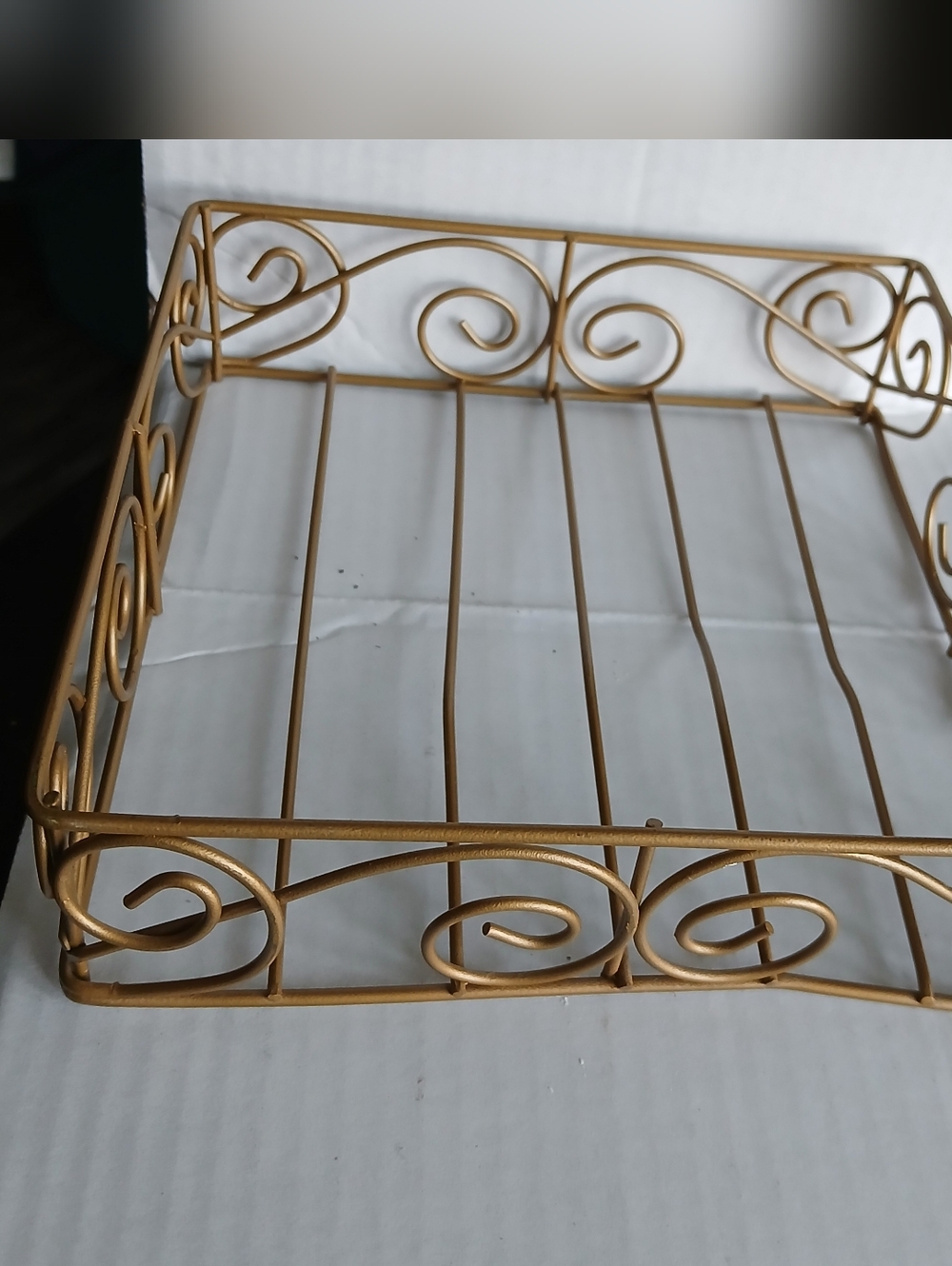 Golden Towel Or  Rag Caddy With Intricate Design- 7.5" X 7.5"